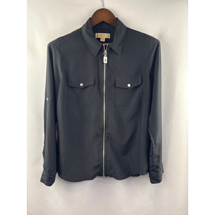 Women’s Michael Michael Kors Large Black Zip-Up Blouse