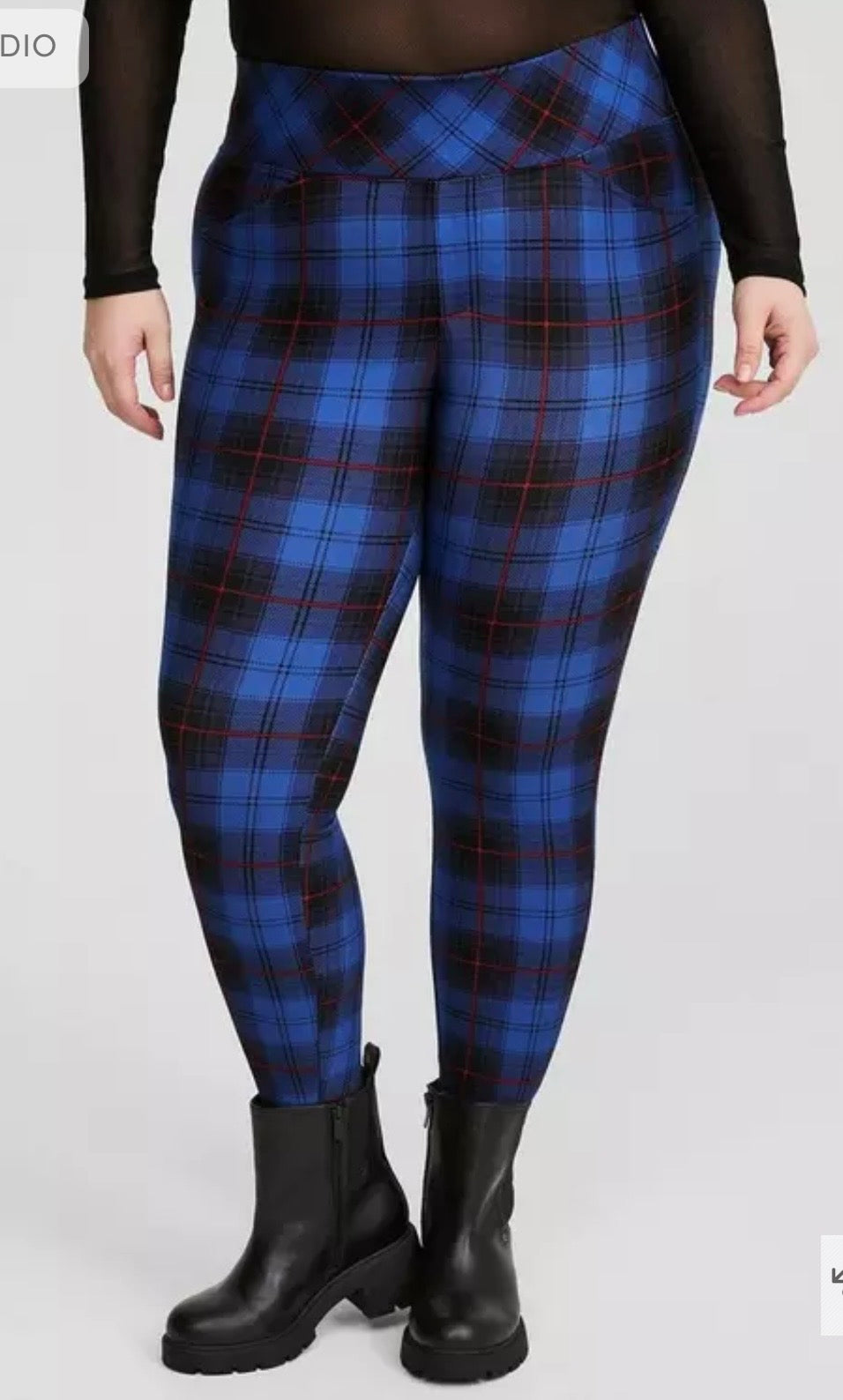 Torrid Pixie Pant -Blue Plaid, High Rise Sz1X(14-16) NWT