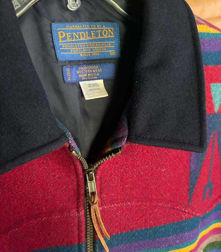 Vintage Pendleton High Grade Western Wear Southwestern Wool Bomber Jacket M USA