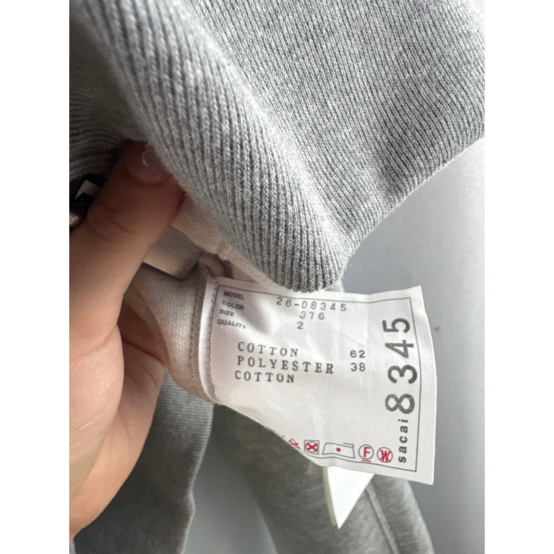 Women’s Sacai Small Light Gray Zip-Up Hoodie