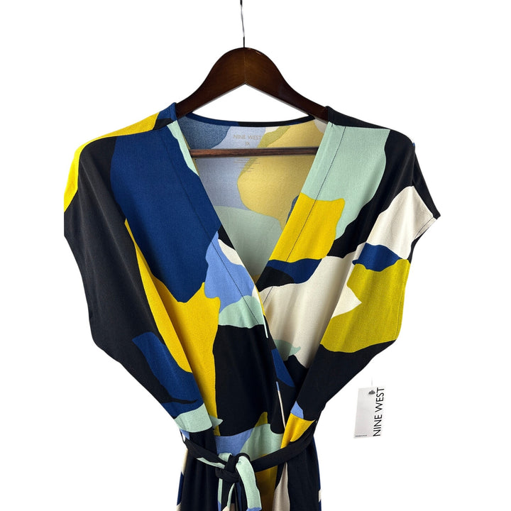 Women’s Nine West 1X Blue Multicolored Abstract Patterned Dress