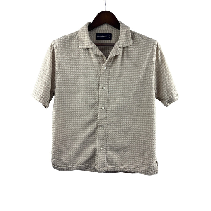 Men’s Abercrombie & Fitch Small Tan & Cream Short Sleeve Button Up