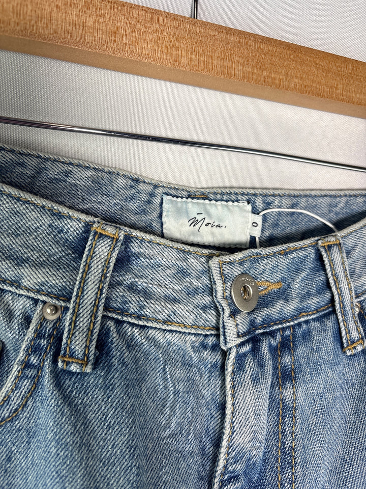 Womens Moia Light Wash Blue High Waisted Wide Leg Jeans Size Small