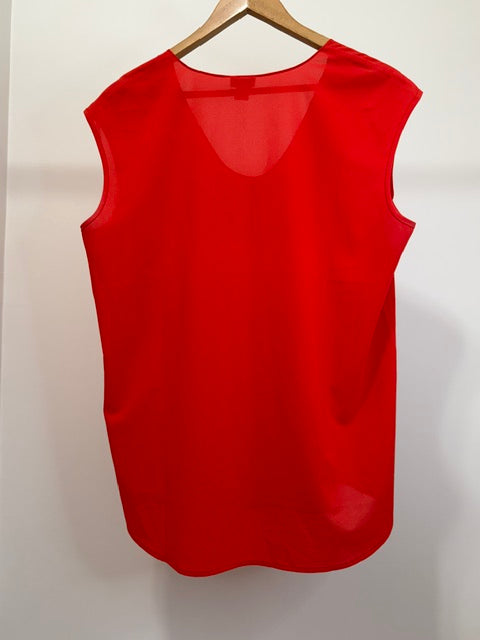 J.Crew Deep Scoop Neck Sleeveless Blouse Red Sz12