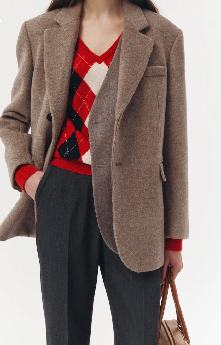 Unisex Dunst Small Oatmeal Beige Layered Wool Blazer
