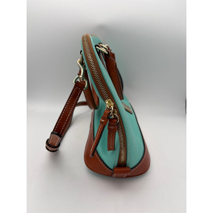 Women’s Dooney & Bourke tiffany Blue Leather Handbag w/ Brown Straps