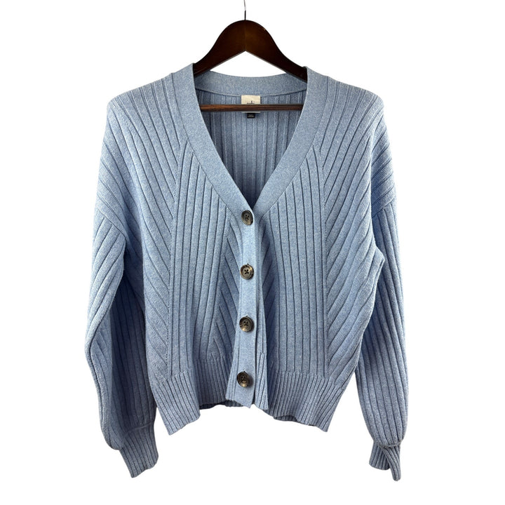 Women’s Cabi Large Light Blue Button Cable Knit Sweater