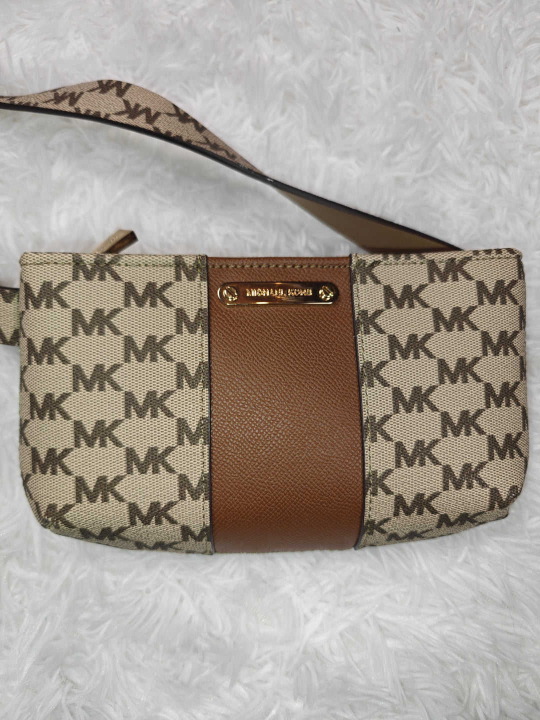 Womens Michael Kors Adjustable Belt Bag Beige Brown One Size
