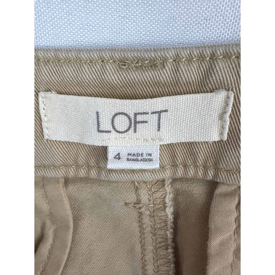 Loft Womens Cargo Pants Size 4 Beige Casual Cotton Spandex Blend Machine Washable
