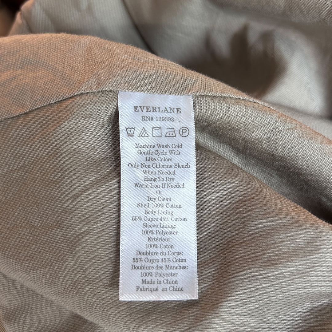 Everlane Small The Modern Trenchcoat Women's Double Breasted Preppy Khaki Long Belted
