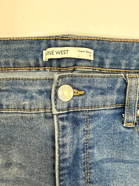 Nine West Super Skinny Jeans Distressed Medium Wash Sz12 / 34