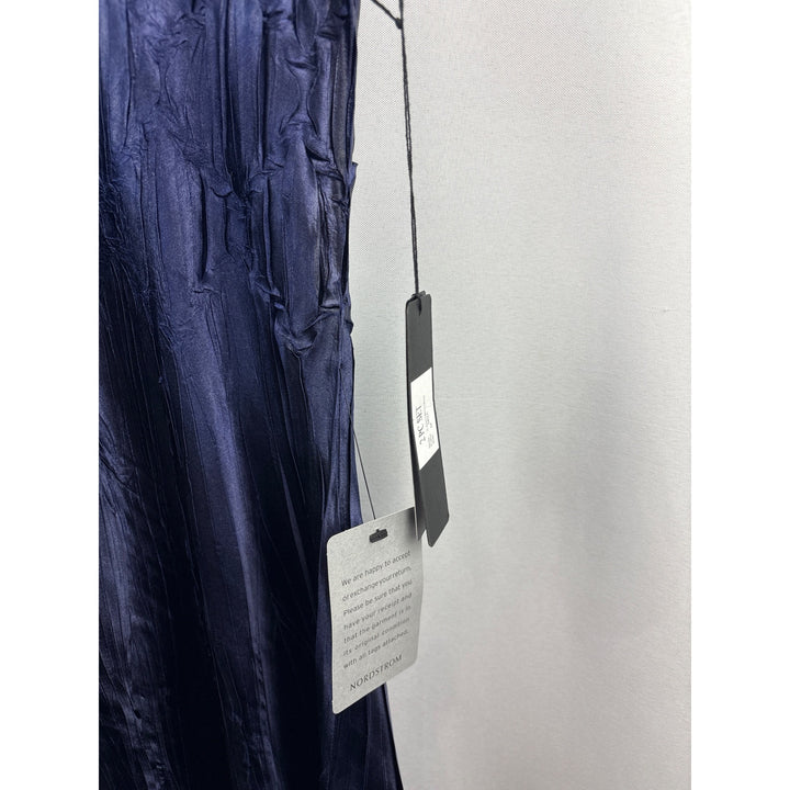 Women’s Komarvo Medium Navy Blue Satin Dress Set w/ Jewel Embellishments