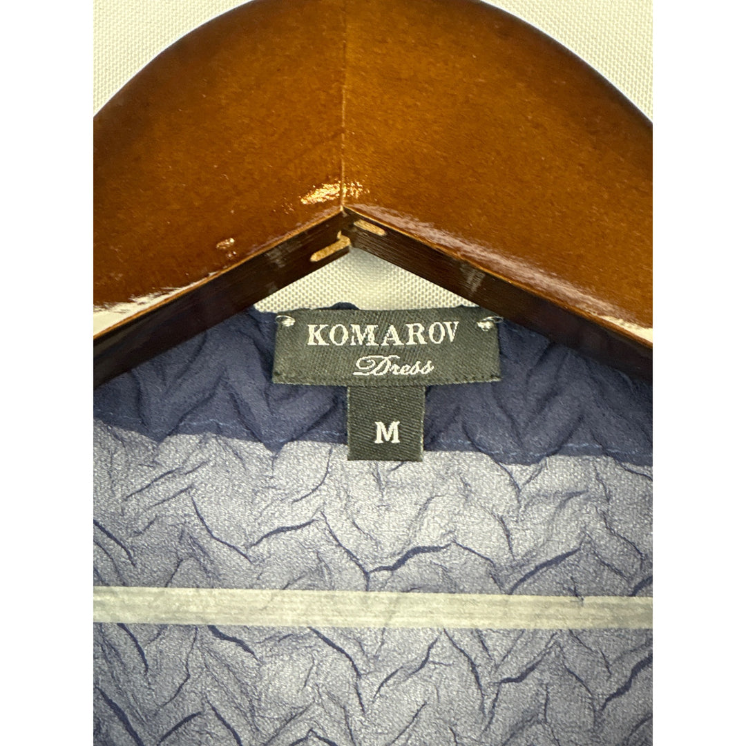 Women’s Komarvo Medium Navy Blue Satin Dress Set w/ Jewel Embellishments