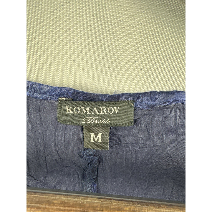 Women’s Komarvo Medium Navy Blue Satin Dress Set w/ Jewel Embellishments