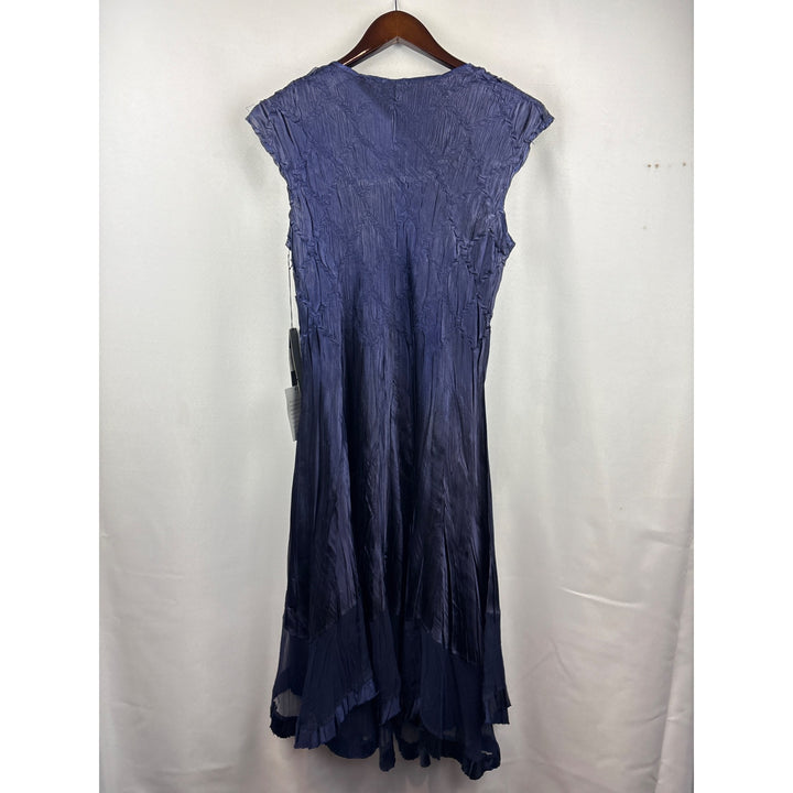 Women’s Komarvo Medium Navy Blue Satin Dress Set w/ Jewel Embellishments