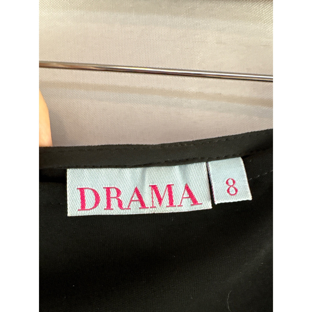 Drama Womens Black Polyester Flared Skirt Size 8