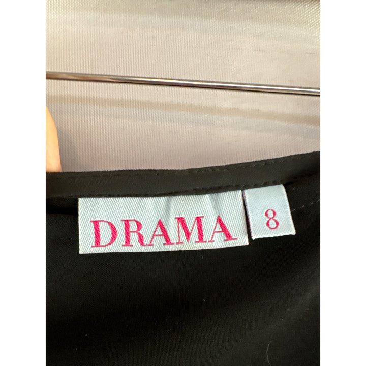 Drama Womens Black Polyester Flared Skirt Size 8