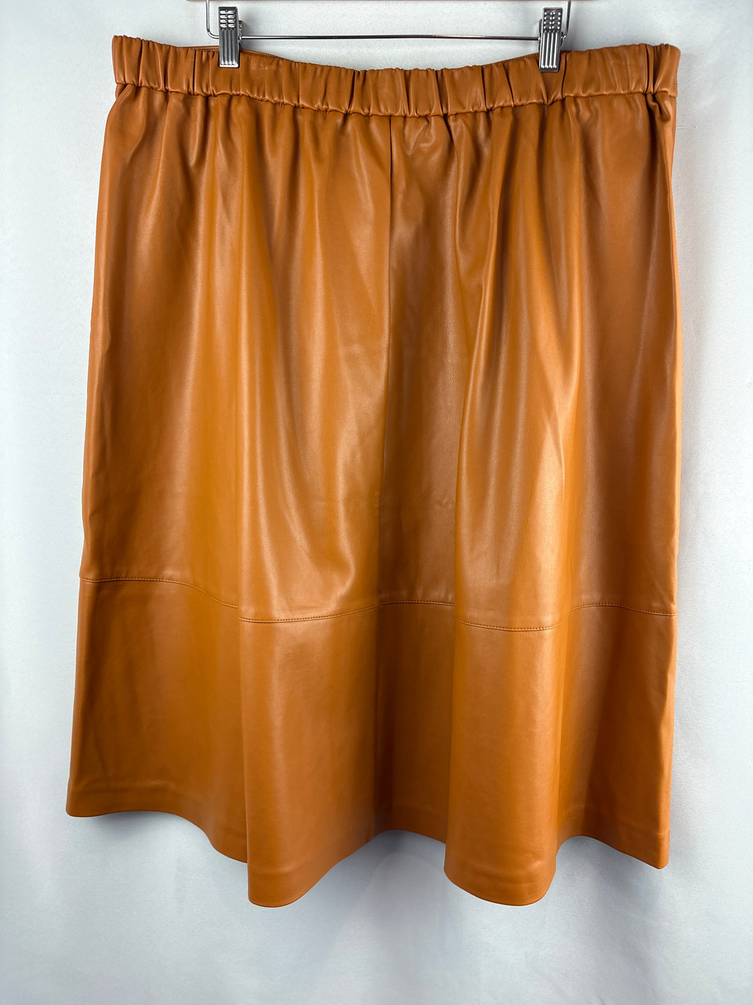 Women’s Eloquii Size 18 Latte Brown Faux Leather Midi Skirt