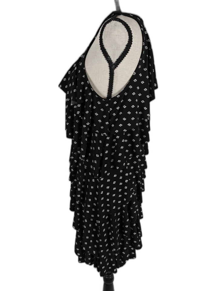 Women White House Black Market Ruffle Dress Black White Size S