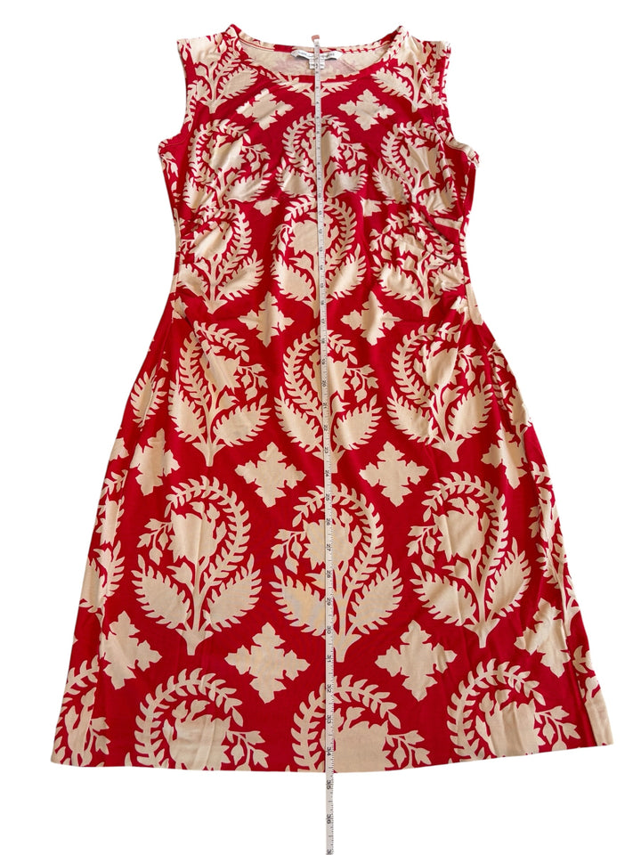 Diane Von Furstenberg Selene 100% Silk Floral Red-Cream Printed Dress Size 10