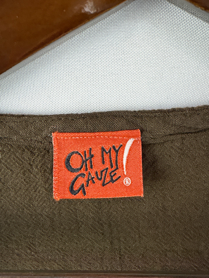 Women’s Oh My Gauze! XL Brown Short Sleeve Blouse