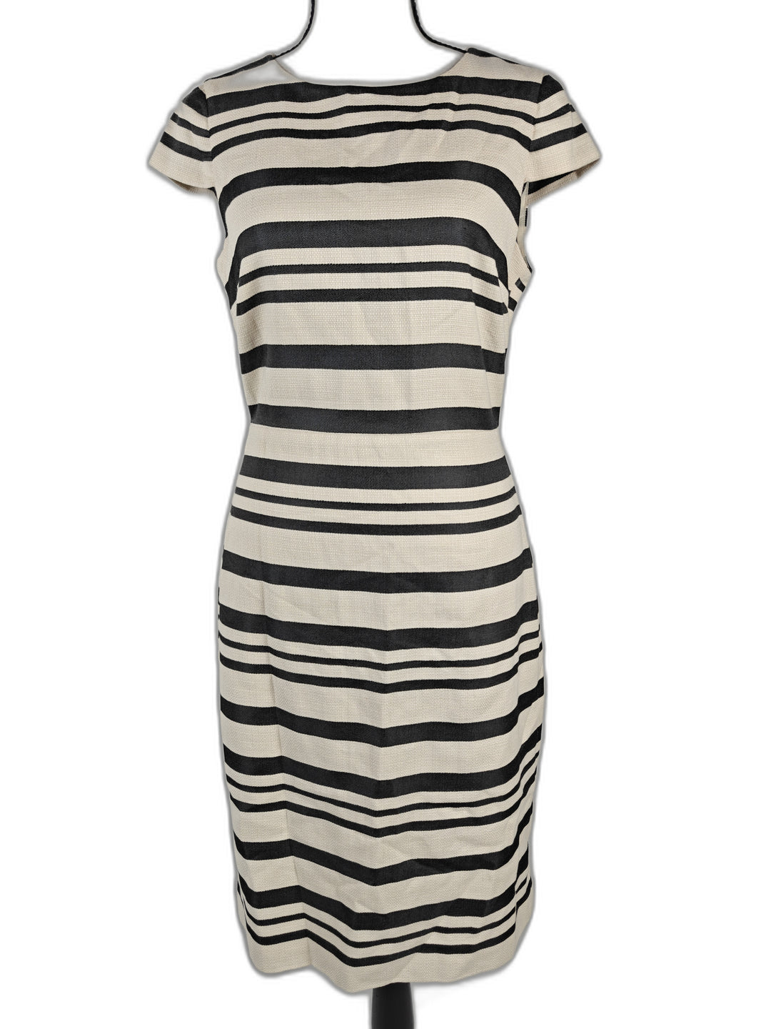 Women’s J.Crew Sheath Dress Black Ivory Striped Size 0
