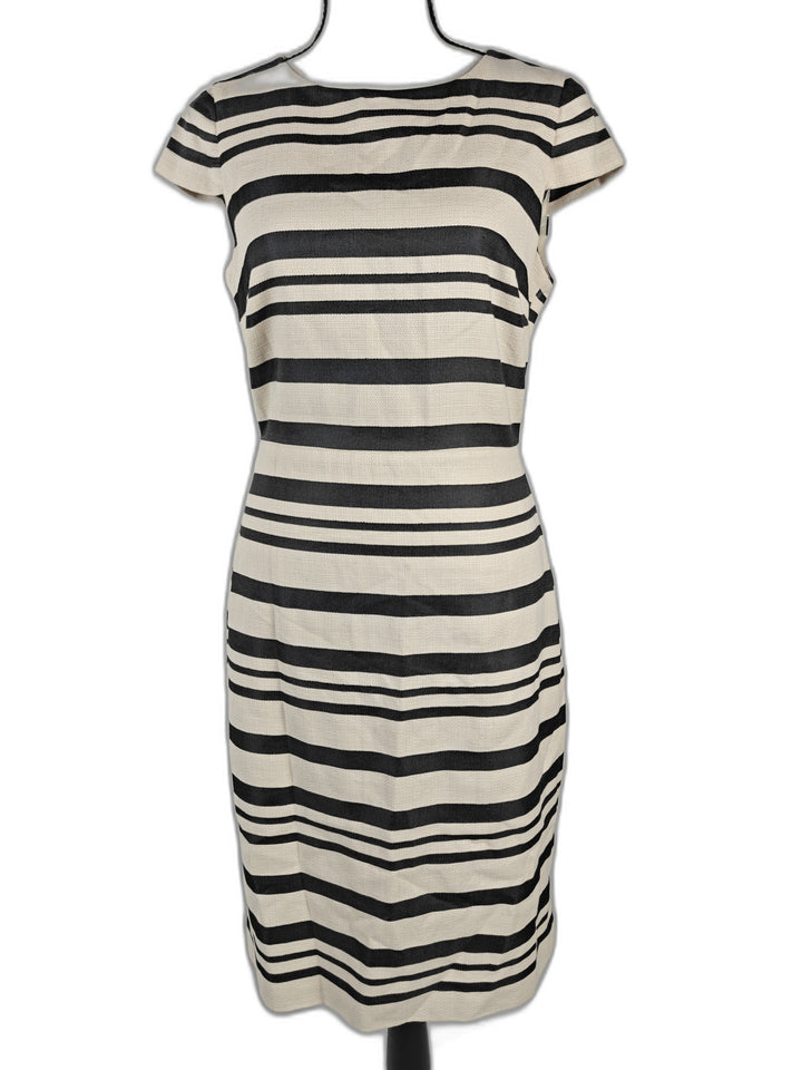 Women’s J.Crew Sheath Dress Black Ivory Striped Size 0