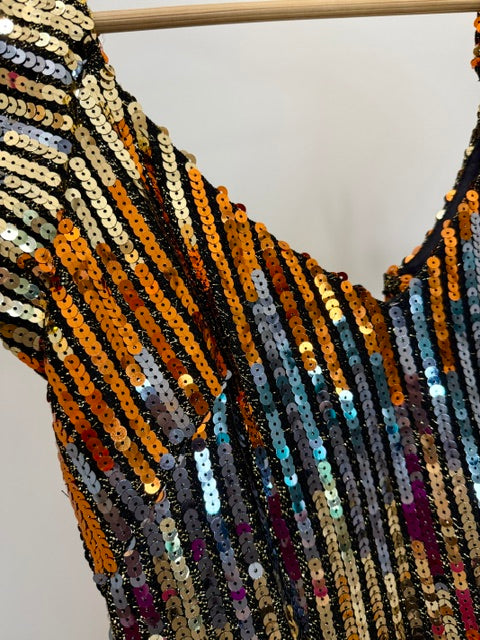 Alyce Designs Vintage Multicolor Sequin Cocktail Dress Sz8-10