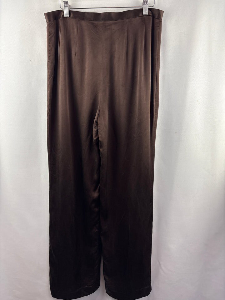 Women’s Medium Chocolate Brown Satin Two Piece Set