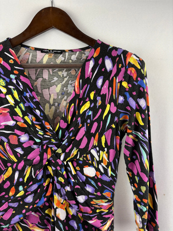 Women’s Cable & Gauge Medium Black w/ Multicolor Patterned Blouse