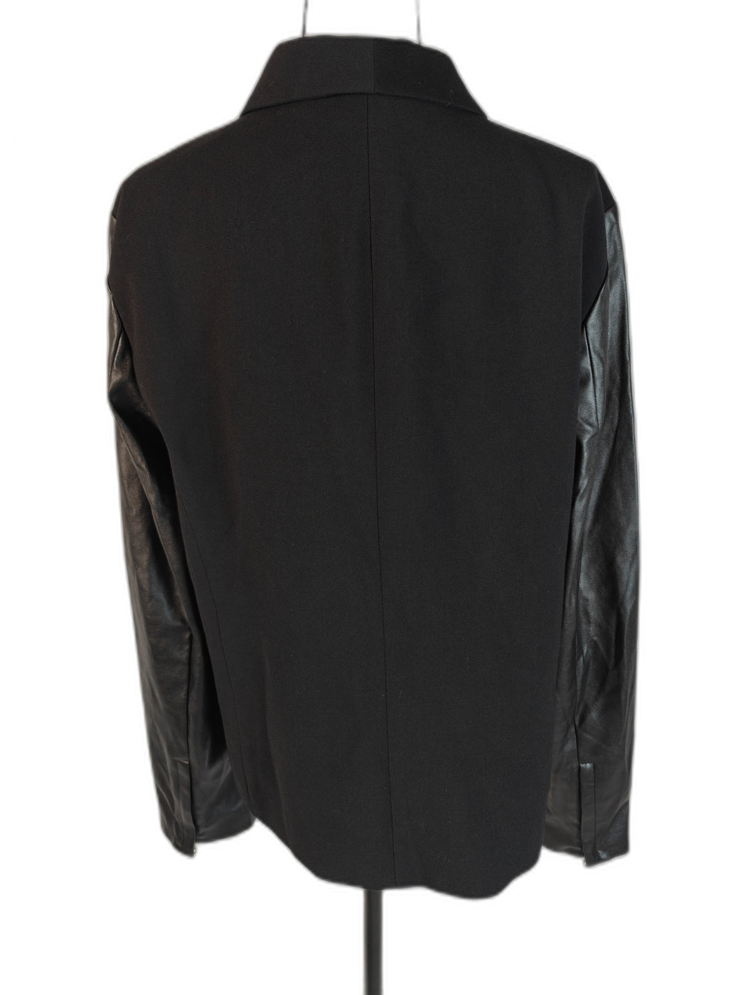 Womens LOFT Blazer Black Faux Leather Sleeve Size 18T
