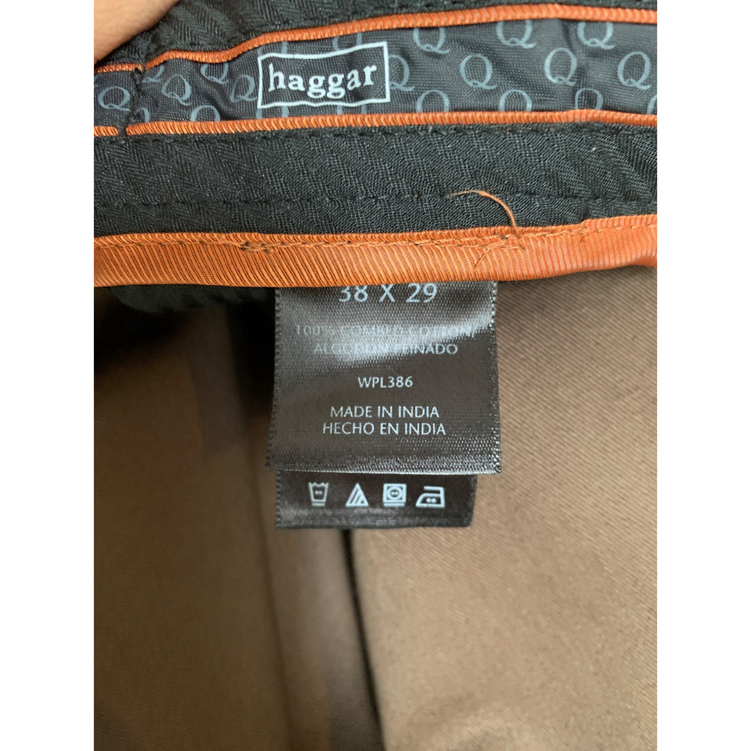 Haggar Mens No-Iron Khaki Pants 38X29 Brown