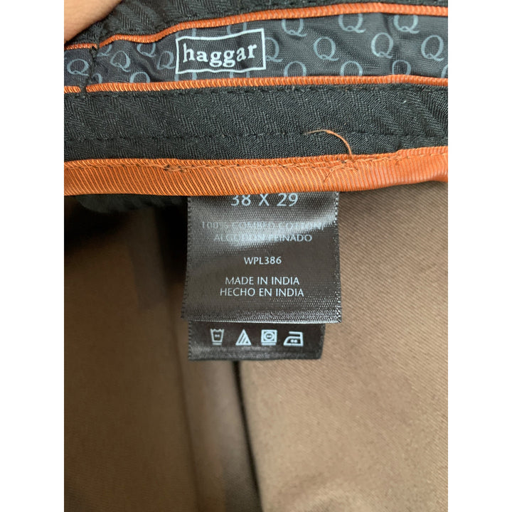 Haggar Mens No-Iron Khaki Pants 38X29 Brown