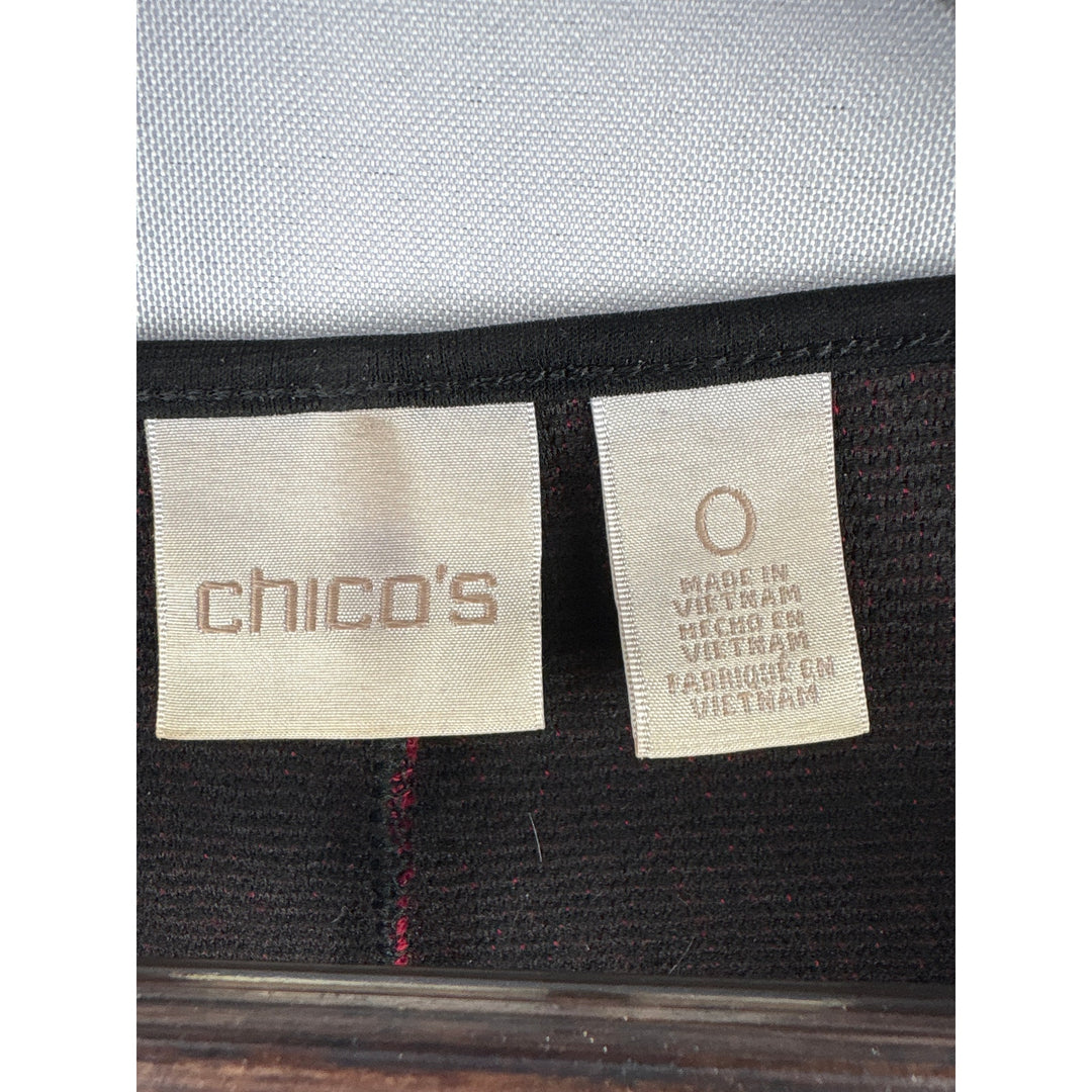 Women’s Chico’s Size 0 Red & Black Abstract Patterned Blouse