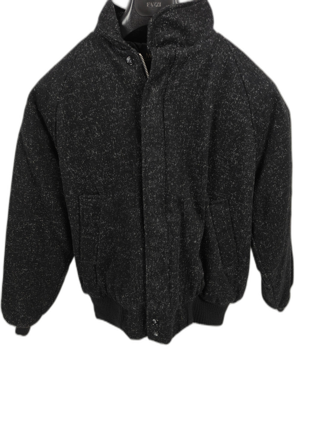 Mens Manhattan Bomber Jacket Black Charcoal Wool Look Outerwear