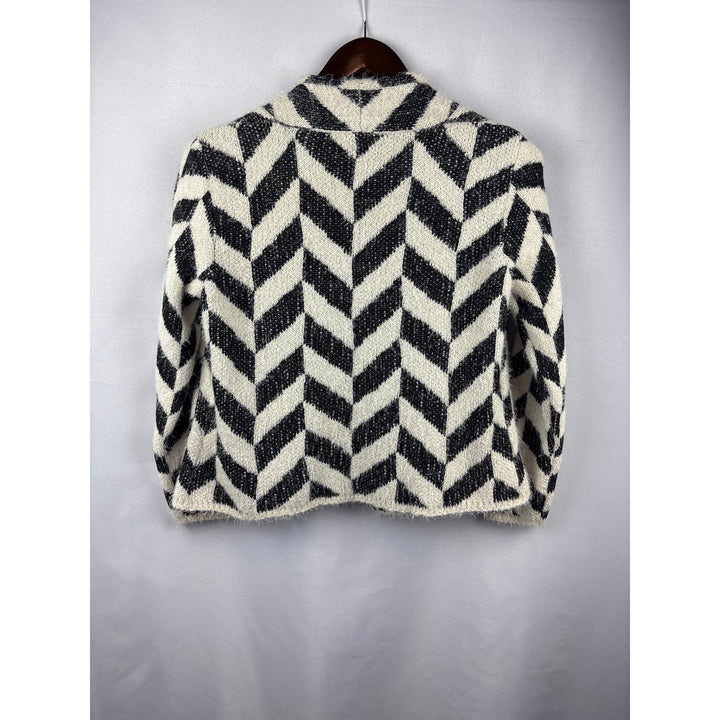 Women’s August Silk Small Black & White Patterned Knit Coatigan