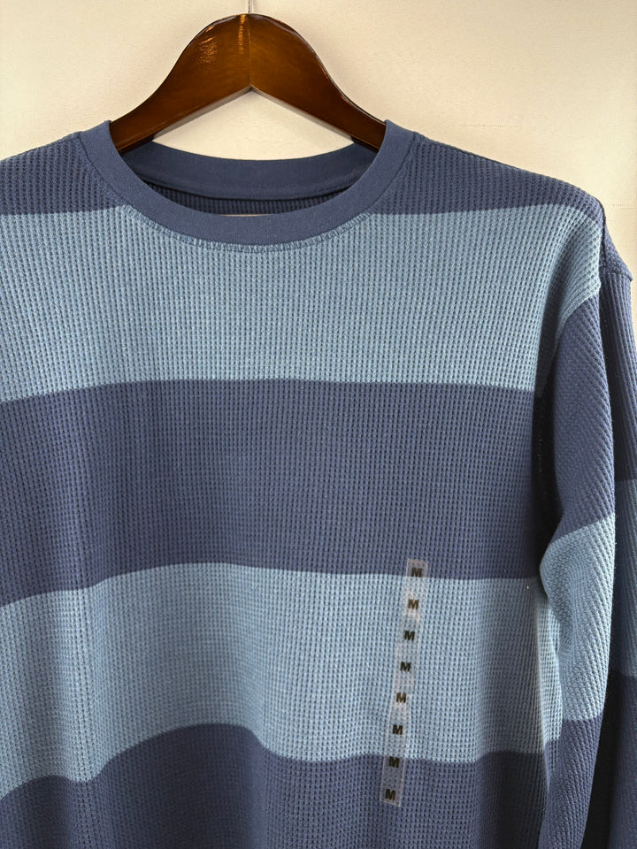 Men’s Retrofit Medium Light & Dark Blue Striped Long Sleeve Shirt
