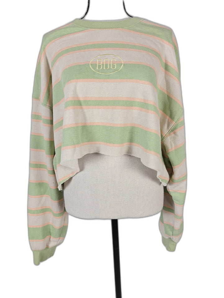 Womens BDG Cropped Sweater Green Pink Striped Size L