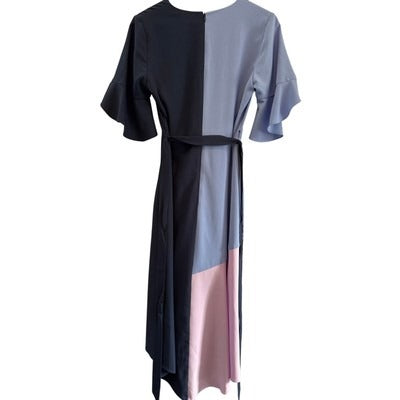 Colorblock Ruffled Midi Dress By DCCKHA Size S