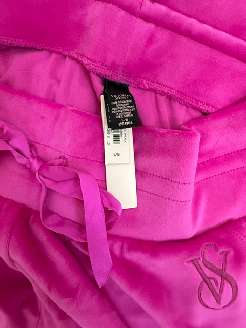 Victorias Secret Barbie Pink Velour Tracksuit Set Size Large NWT