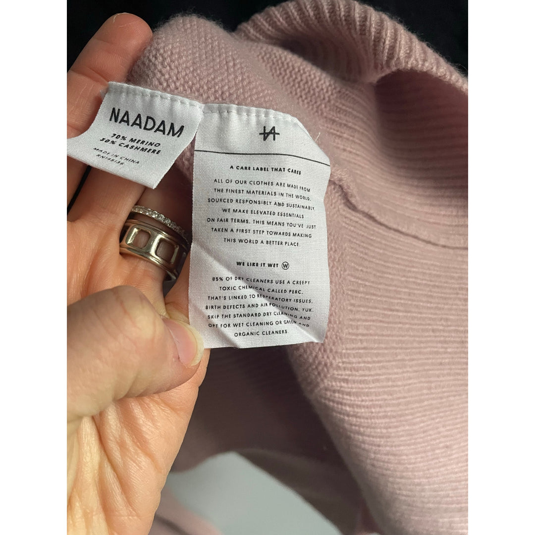 naadam navy blue pink ombre sweater Merino Wool Cashmere blend S Cableknit