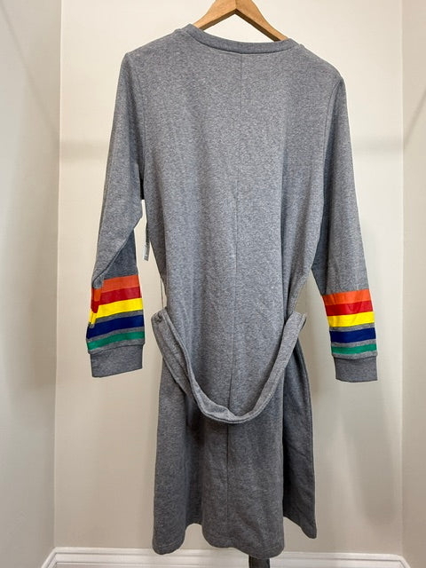 Torrid Rainbow Stripe Fleece Sweatshirt Dress Gray NWT Sz1 14/16