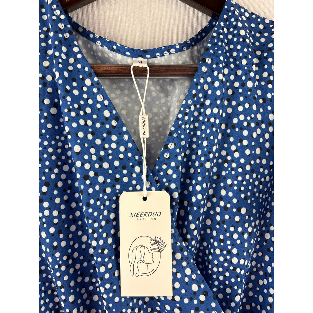 Women’s Xieerduo Fashion Medium Blue Polka Dot Summer Dress