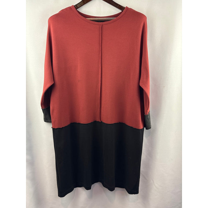 Women’s Jones New York Size 14 Burnt Red, Black &amp; Gray Colorblock Dress