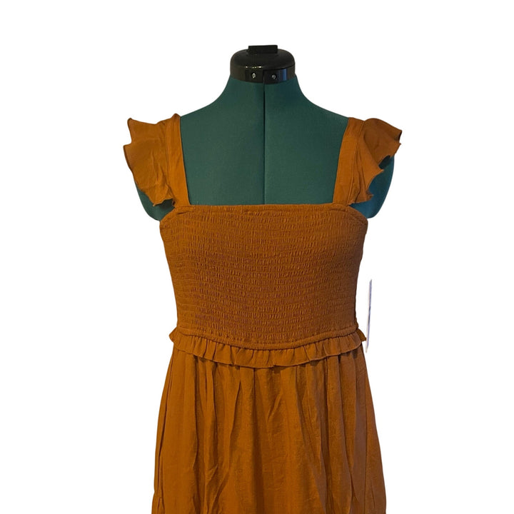 Nanette Lepore Rust Orange Glazed Ginger Cottage Tiered Ruffle Maxi Dress NWT 8