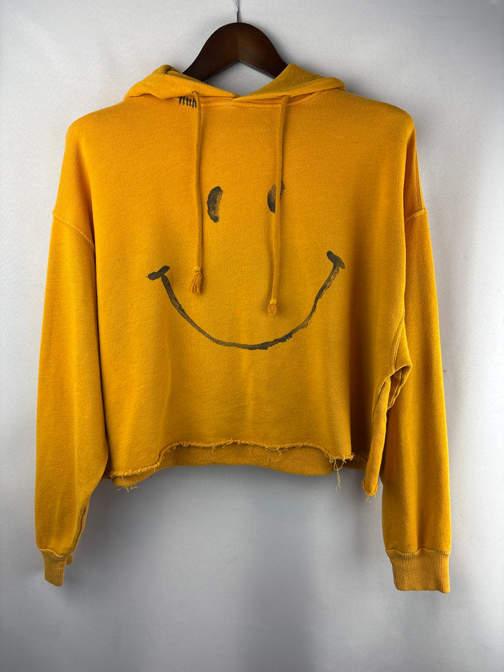 Women’s I.S.M.B.S Medium Yellow Smiley Crop Hoodie