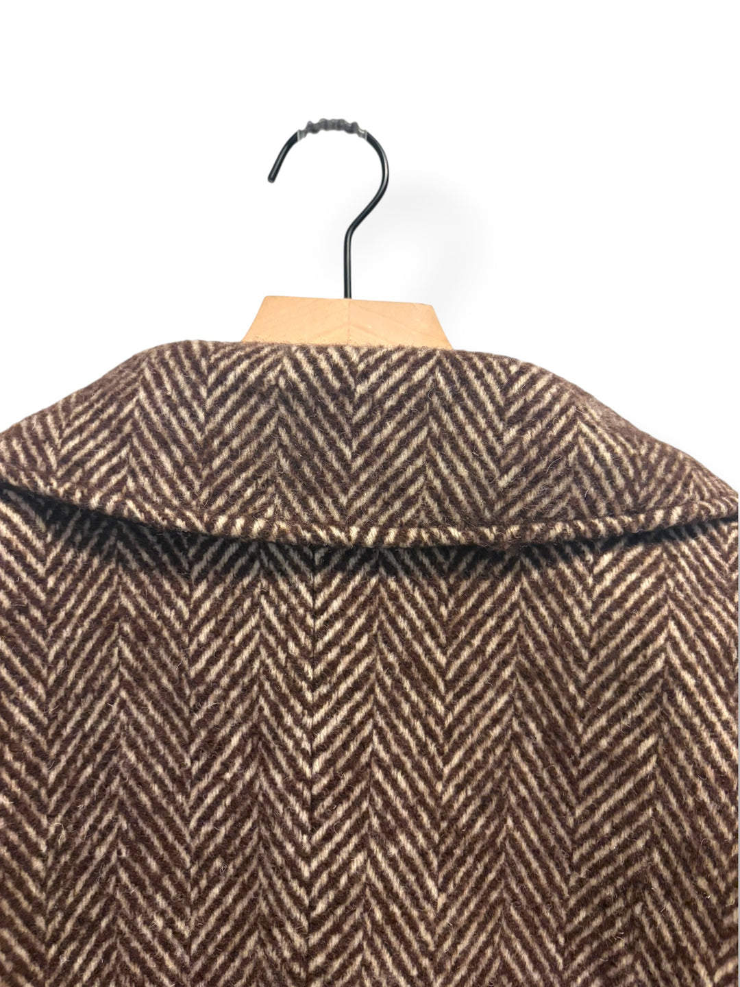 Abercrombie &amp; Fitch Brown Cream Herringbone Wool Blend Coat Petite XL NWT