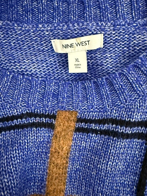 Nine West Plaid Sweater Purple Camel Black XL