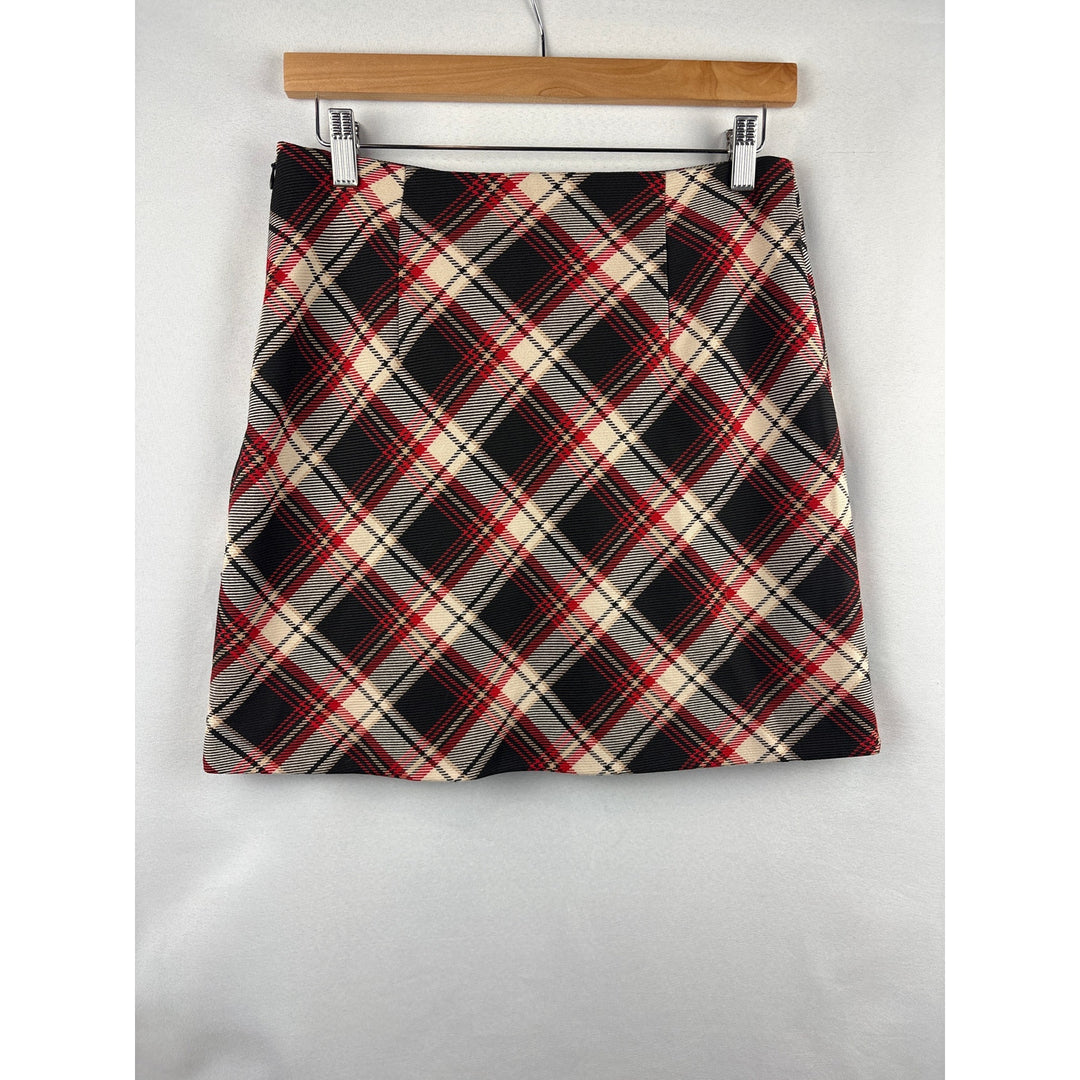 Women’s H&M Size 6 Red, Cream, & Black Plaid Skirt