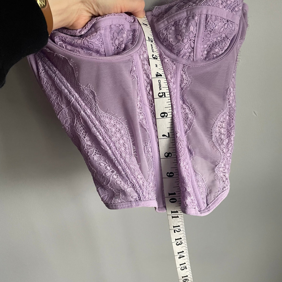 Lilac Purple Fairy Corset Tank Top Lingerie Romantic Coquette Lace size XS